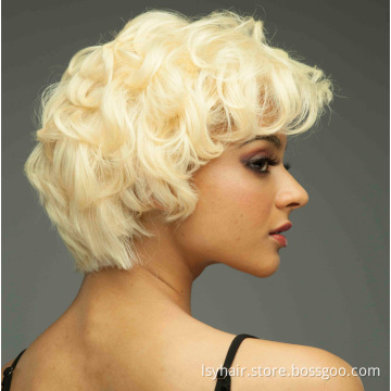 Nostalgia Marilyn Monroe 613 Color 8 In Short Bob Natural Wavy Lace Front Wig 100% Original Virgin Human Hair Wigs